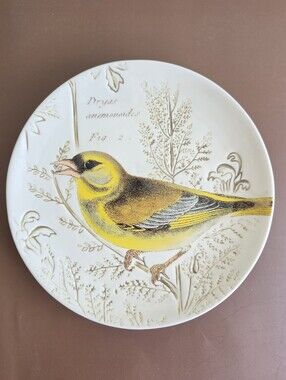 Pottery Barn Yellow Bird Botanical Salad Plate Stoneware Discontinued Vintage
